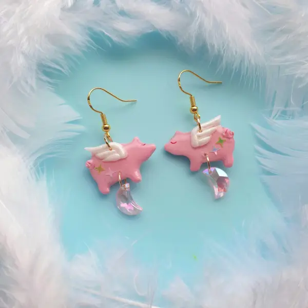 Flying Pig Earrings - Image 3