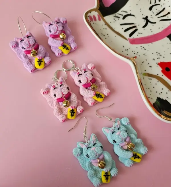 Lucky Cat Earrings - Image 8