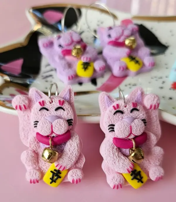 Lucky Cat Earrings - Image 6
