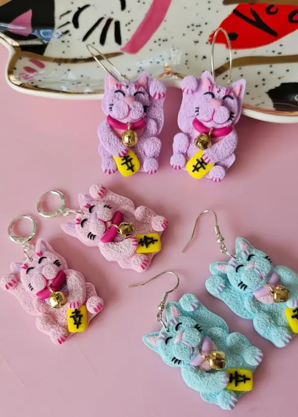 Lucky Cat Earrings - Image 4