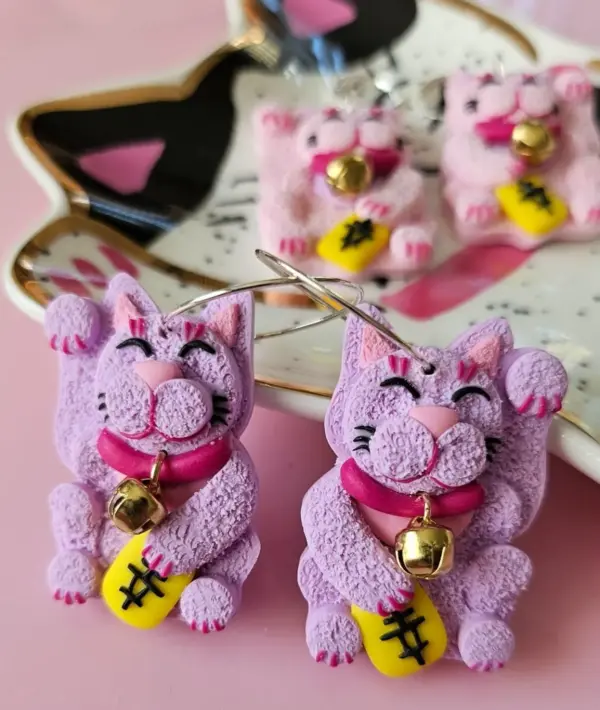 Lucky Cat Earrings - Image 3