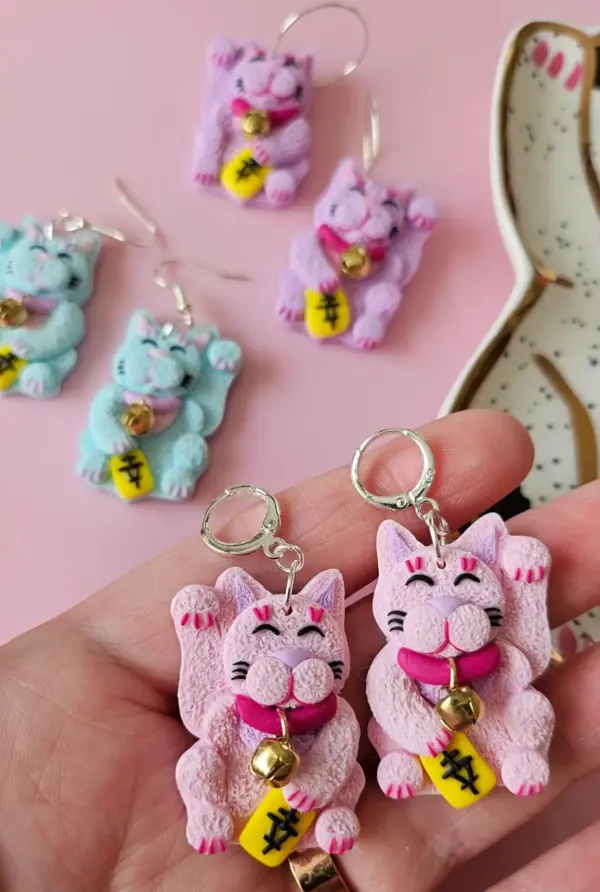 Lucky Cat Earrings - Image 2